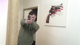Bound hunk face screwed and without any protection by fighter stepbrother
