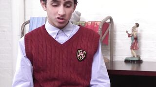 Hairy cleric prods youthful catholic and screws his butt crude