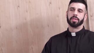 Hairy cleric prods youthful catholic and screws his butt crude