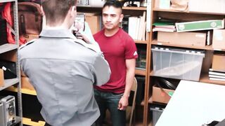 Blindfolded twink thief mouthfucked by kinky policeman