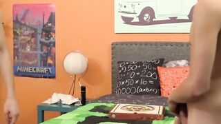 Blonde twink sans protection ass drills youthful Cole Patrick after BJ