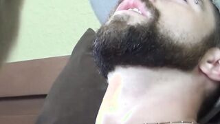 Bearded beautiful jock cock sucked by adorable young gay