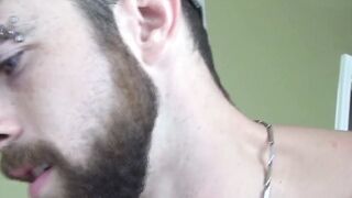Bearded beautiful jock cock sucked by adorable young gay