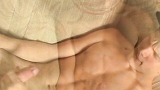 Pulsing cock handsome dude with curly hair cant stop pumping
