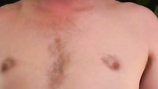 Nerdy amateur jerking his hairy dick and cumshot