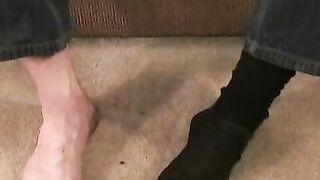 Kinky old man strokes nipples while jerking dick solo