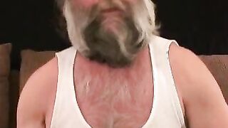 Hairiest mature stud cums hard after solo masturbation
