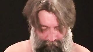 Hairiest mature stud cums hard after solo masturbation