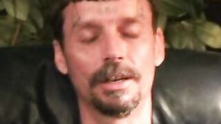 Mature stud strips before stroking his dick and cumming hard
