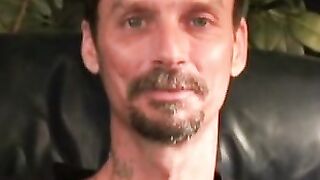 Mature stud strips before stroking his dick and cumming hard