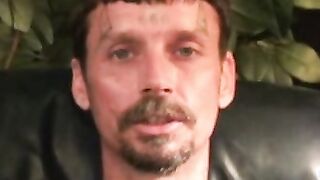 Mature stud strips before stroking his dick and cumming hard