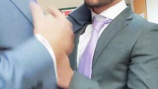 Handsome businessmen analdrilling after sloppy cocksucking