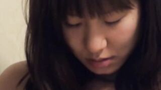 Japanese slut masturbates her hairy pussy on secret tape
