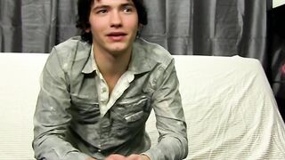 Talked with dick chugger plays with his huge dick and cums
