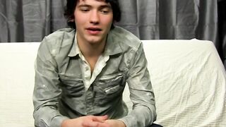 Talked with dick chugger plays with his huge dick and cums