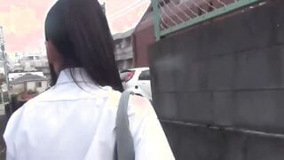 Japanese student being underhanded and peeing openly