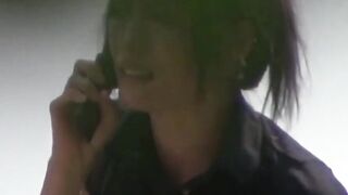 Sexy Japanese preferences peeing while at the same time talking on her telephone