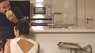 Naughty eurobabe in lingerie doggystyle fucked by inked stud