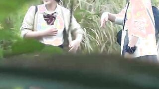 Voyeur catches kinky Japanese schoolgirls pissing in public