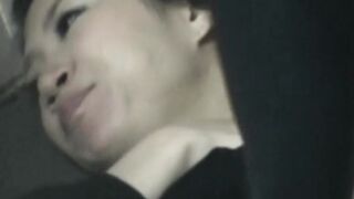 Japanese babe plays with her pussy while voyeur watches her