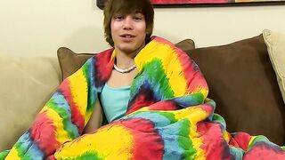 Interviewed gay guy toys his ass and jerks his cock solo