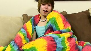 Interviewed gay guy toys his ass and jerks his cock solo