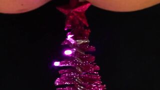Ladyboy embeds Christmas tree before cumshot masturbation