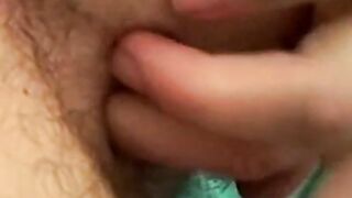 Mike Roberts blows a cloud of smoke while rubbing his cock