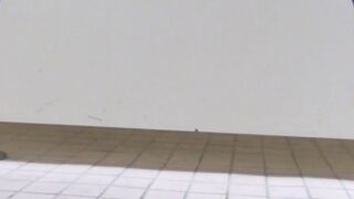 Gorgeous Japanese schoolgirls peeing in public bathroom