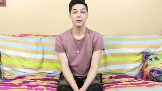 After a sexy interview a cute twink is slouching off