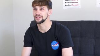 Big cocked gay Jerold Benton masturbates after an interview