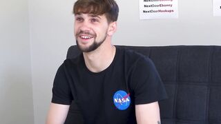 Big cocked gay Jerold Benton masturbates after an interview