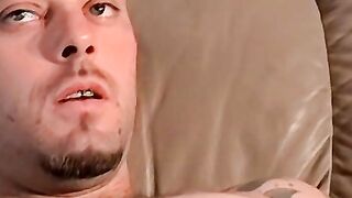 Nasty tattooed butt pirate plays with his tiny little prick