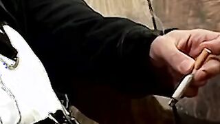 Smoking twink plays with his cock and enjoys it so much