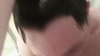 Skinny twink POV sucks big cock before rough bareback