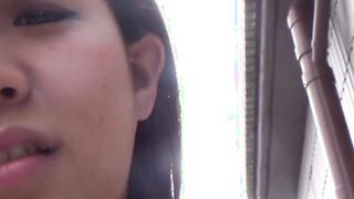 Japanese teen blowing dick on top of a rooftop