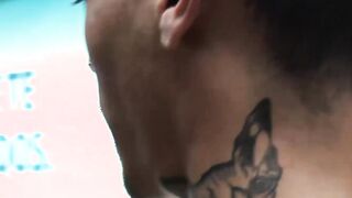 A Latino with tattoos played hard threesome with barebacks
