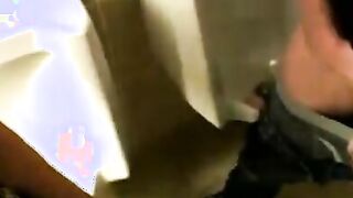 Young twink pissing before restroom masturbation