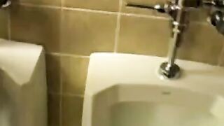 Young twink pissing before restroom masturbation