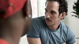 Twink stepson sucks black cock in daddy bareback 3way
