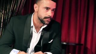 Executive in a suit dominates his pretty muscular employee