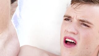 Outside fuck session with two fit jocks who love raw anal