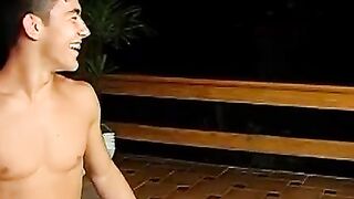 Thick and rock hard dick Latino jerks off in unusual performance act