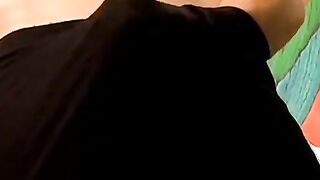 Skinny young twink jerks off his cock and cums in undies