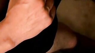 Skinny young twink jerks off his cock and cums in undies