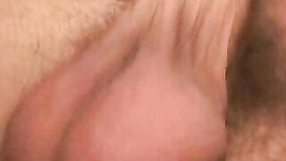 Inked thug rubbing hairy cock before solo cumshot