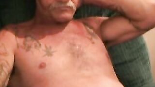 Amateur stud strokes his stiff dick and shoots a load of cum