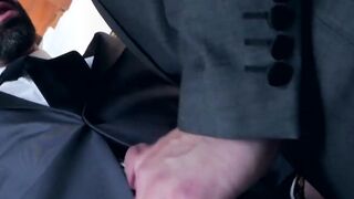 Elegant men bang each other in a very nice hotel