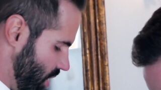 Elegant men bang each other in a very nice hotel