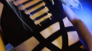 Super horny blonde tranny sucks a couple of huge sex toys